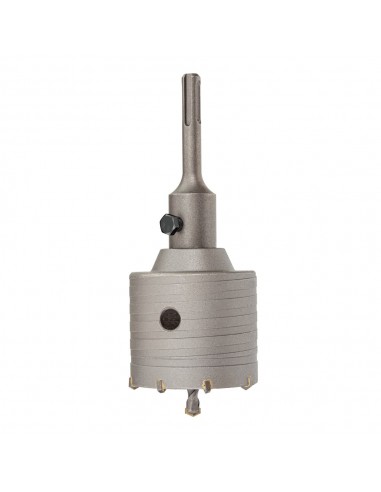 Corona pasamuros de metal duro (md) ø50 mm + husillo sds plus + broca guía