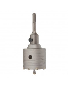 Corona pasamuros de metal duro (md) ø60 mm + husillo sds plus + broca guía