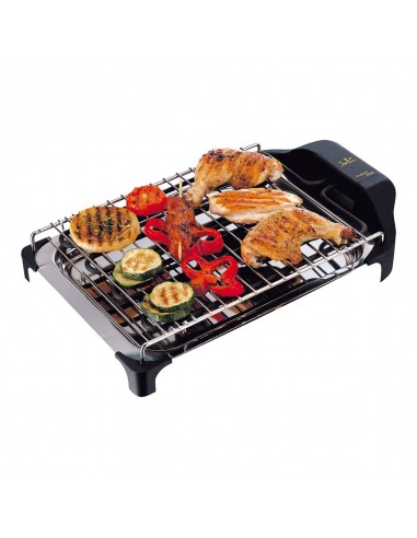 Barbacoa eléctrica 2400 w inox, 42 x 26 x 7 cm