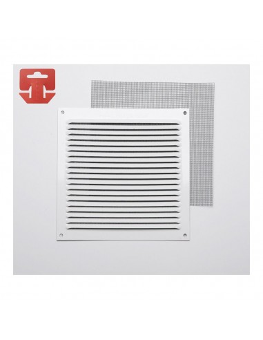 Rejilla con mosquitera. aluminio 0.6 blanco lacado 170x170mm (g)
