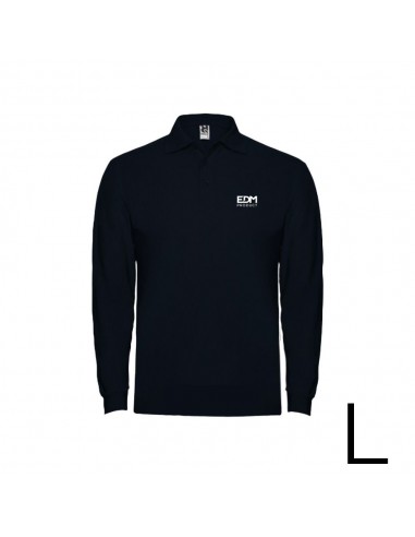 Polo negro manga larga talla-l 65% poliéster 35% algodón