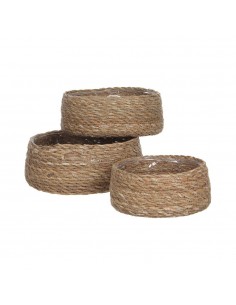 Cesto de mimbre ø20 x 8 cm, ø23 x 9 cm, ø26 x 10 cm, set de 3 piezas