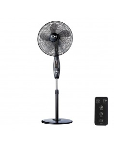 Ventilador de pie mando a distancia, negro, potencia 60 w, 62,9 db, aspas ø40 cm, altura regulable 110-130 cm
