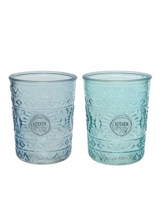 Vaso de cristal con relieve ø8,3 x 10,3 cm 350 ml colores surtidos