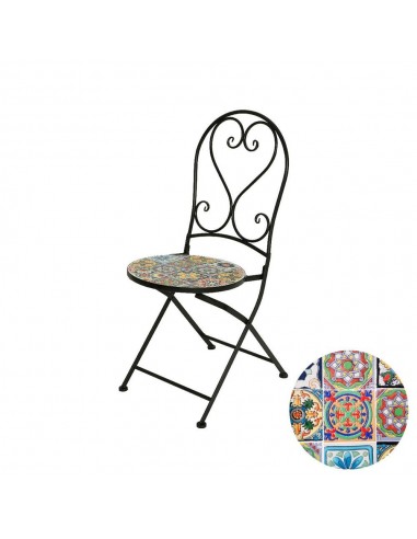Silla metálica/mosaico plegable praga color negro para exterior 39 x 47 x 94 cm