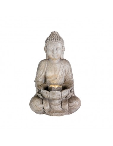 Fuente de cerámica para exterior, modelo buda, con led luz cálida, 28 x 29,5 x 45 cm