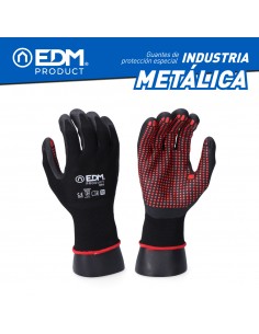 Guante industria metalúrgica nylon/lycra recubierto de nitrilo talla 10 edm