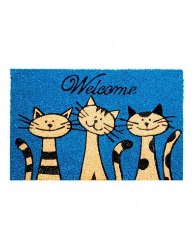 Felpudo de fibra de coco modelo gatos, 60 x 40 cm