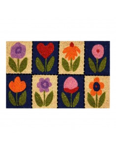 Felpudo de fibra de coco modelo flores, 60 x 40 cm