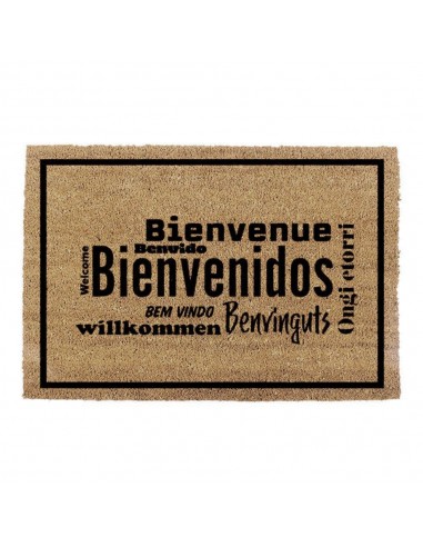 Felpudo de fibra de coco modelo bienvenidos idiomas, 60 x 40 cm