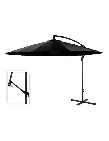 Parasol excéntrico ø300 cm altura maxima 3 m color: negro