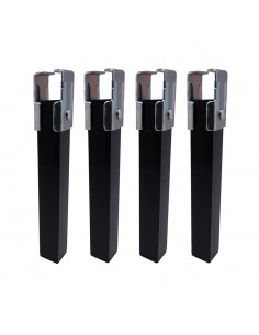 Juego 4 patas somier pt25 35x35x255mm sin rueda, negro 96402 micel