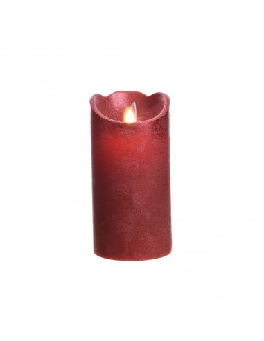Vela de cera led color rojo con acabado metálico ø7,5 x 15 cm