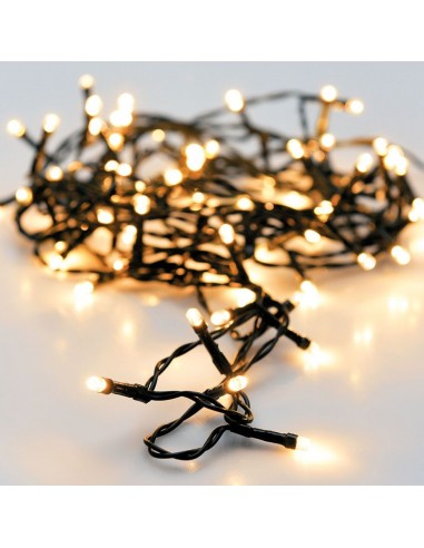 Guirnalda a pilas, multifunción, uso exterior, blanco cálido, cable negro, 24 leds, 2,30 m