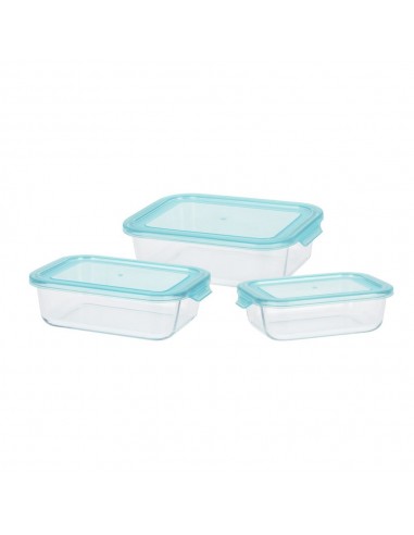 Set 3 fiambreras cristal tamaños varios 630 ml, 1000 ml y 1480 ml