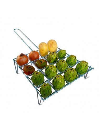 Parrilla para verduras con acabado zincado, capacidad 16 piezas, 34 x 8,5 x 34 cm