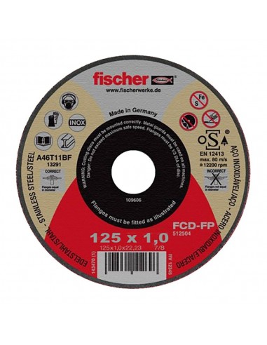 Disco corte fcd fischer performance acero inox ø125 x 1,0 x 22,23 mm