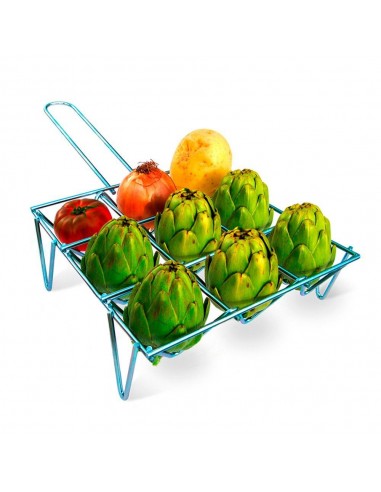 Parrilla para verduras con acabado zincado, capacidad 9 piezas, 26 x 8,5 x 26 cm