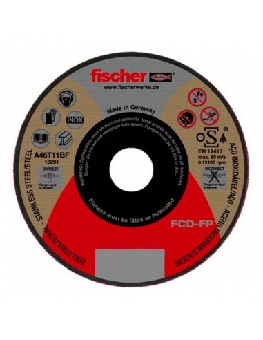 Disco corte fcd fischer performance acero inox ø115 x 1,0 x 22,23 mm