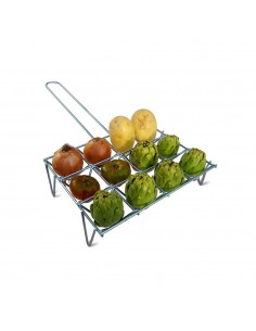 Parrilla para verduras con acabado zincado, capacidad 12 piezas, 34 x 8,5 x 25,5 cm