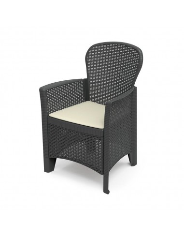 Butaca imitación rattan folia color antracita 60 x 58 x 89 cm