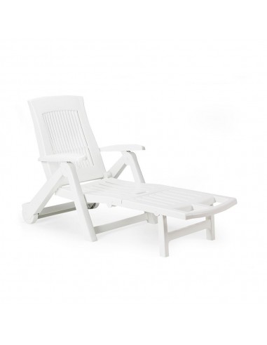 Tumbona plegable con ruedas zircone color blanco 72 x 195 x 101 cm