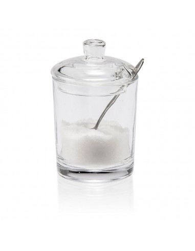 Azucarero con cuchara de cristal ø7x11cm ms21523 andrea house